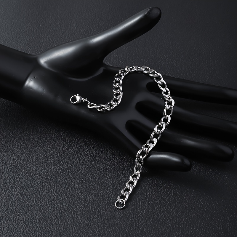 Men's Classic 304L Stainless Steel Cuban Chain Bracelet, Durable